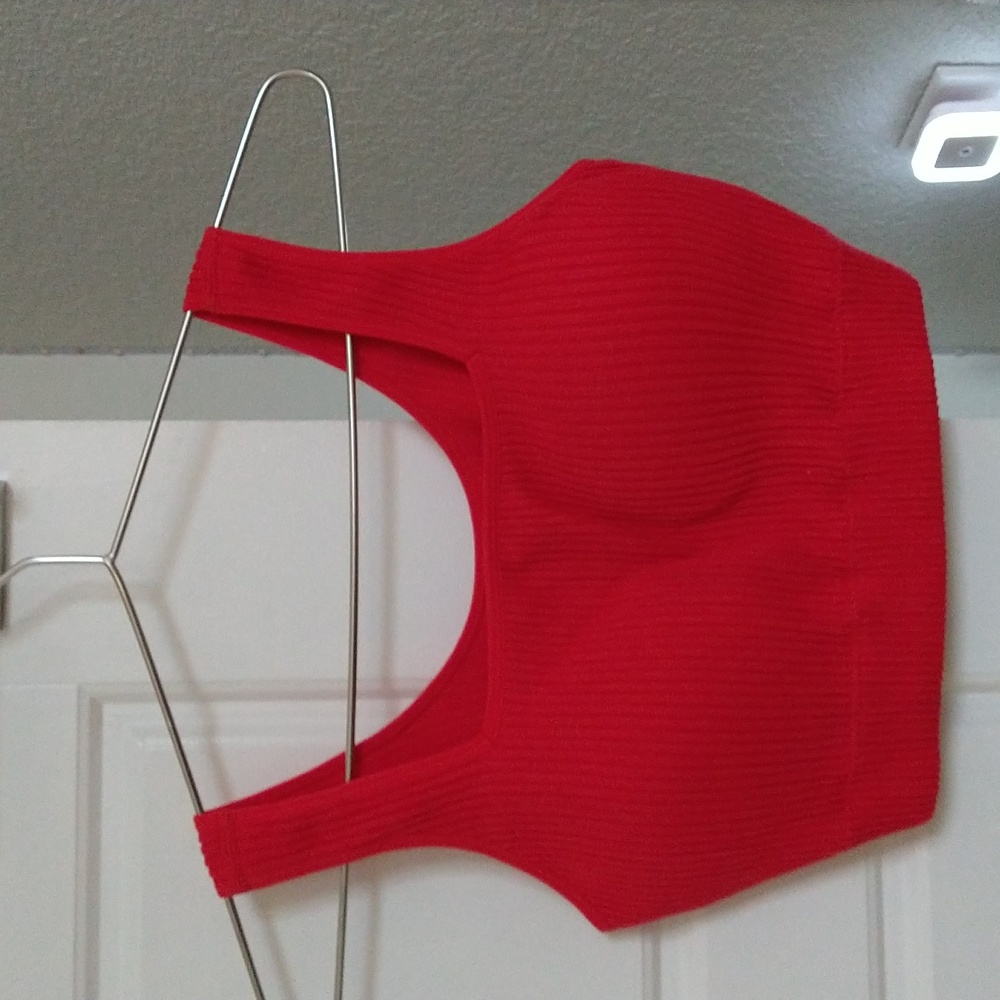 Red Ribbed Cropped Top